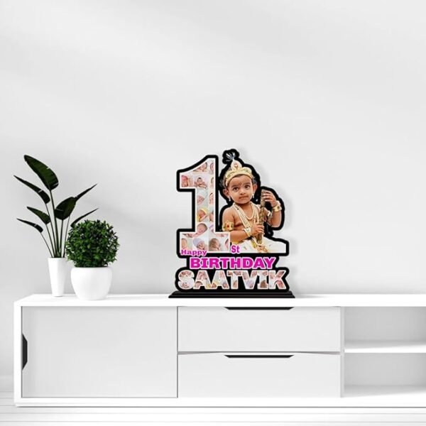 1st Birthday Wooden Photo Cutout Frame
