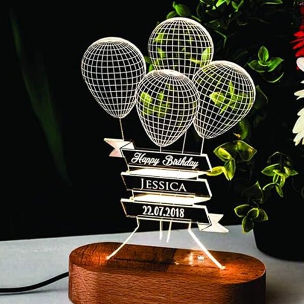Handcrafted 3D Illusion Personalized LED Table Lamp for Couples