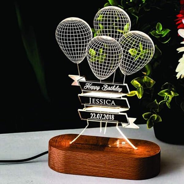 Handcrafted 3D Illusion Personalized LED Table Lamp for Couples