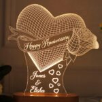 Handcrafted 3D Illusion Personalized LED Table Lamp for Couples