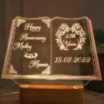 Handcrafted 3D Illusion Personalized LED Table Lamp for Couples