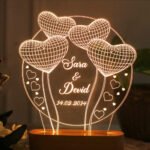 Handcrafted 3D Illusion Personalized LED Table Lamp for Couples
